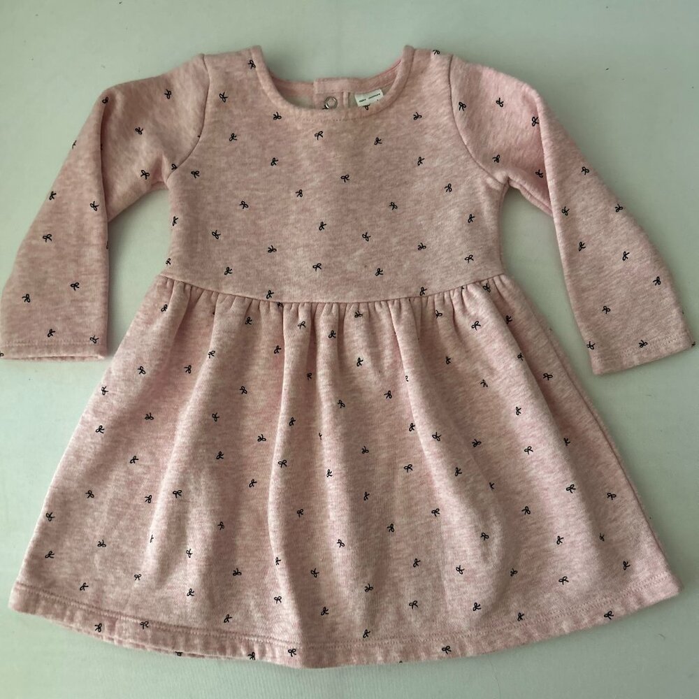GIRLS 18M PINK WITH BLACK BOWS LONG SLEEVE SHIRT